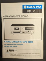 Sanyo RD 10 Stereo Cassette Tape Deck Orig Owners Manual Operating Instr... - $12.19