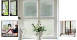 Elegant Reeded Glass Window Privacy Film - Non-Adhesive, UV Protection 2... - $54.40
