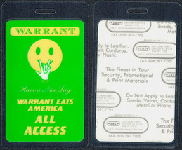 Very Rare Warrant OTTO Laminated All Access Pass from the 1989 Warrant E... - £11.19 GBP