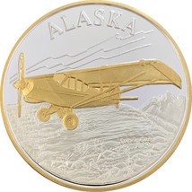Alaska Mint Super Cub with tundra Tires Aviation Gold Silver Medallion Proof 1Oz - £96.12 GBP