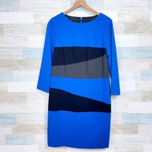 CARLISLE Colorblock Ponte Sheath Dress Blue Black Long Sleeve Career Wom... - £87.04 GBP