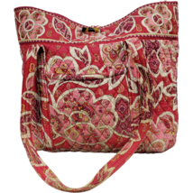 Vera Bradley Quilted Tote Bag Womens Pink Multi Floral Cotton Double Handle - £13.64 GBP