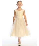 Champagne Flower Girl Dress w/ shantung &amp; sparkle tulle with sequins - $87.81+