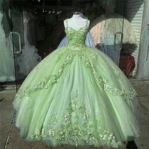 Ball Gown Sweet 16 Dress Princess Quinceanera Dresses Lace Appliques Sweet 15 Pa - £160.36 GBP