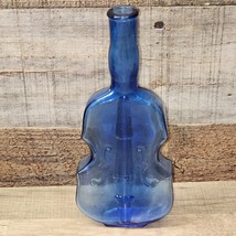 Vintage Light Blue Glass Bass Guitar Cello Violin Fiddle Bottle Bud Vase 7&quot; - £15.64 GBP