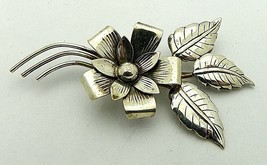 FLOWER PIN / BROOCH REAL SOLID .925 STERLING SILVER 11.6 g - £78.33 GBP