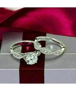 White Moissanite 2.60Ct Round Engagement Ring Set Solid 14k White Gold i... - £261.29 GBP