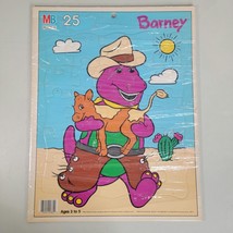 MB 1993 Frame Tray Puzzle Vintage Barney Purple Dinosaur Cowboy Calf Baby Bop - £9.94 GBP