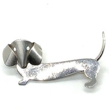 Vtg Signed Beau Sterling Silver Modernist Intricate Dachshund Weiner Dog Brooch - £30.37 GBP