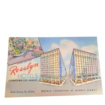 Postcard Rosslyn Hotels Downtown Los Angeles California Linen Vintage Unposted - £4.50 GBP