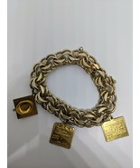 Vintage JMS GF Gold Filled Double Link Charm Bracelet With 3 Charms - £78.65 GBP