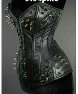 Corset Lingerie Spikes Black Pure Leather Sexy Cocktail Party &amp; Club Wea... - $220.62 CAD