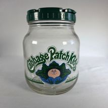 Vintage 1984 Cabbage Patch Kids Glass Jar w/Green Flip Top Lid 6 Inch Ca... - $24.74