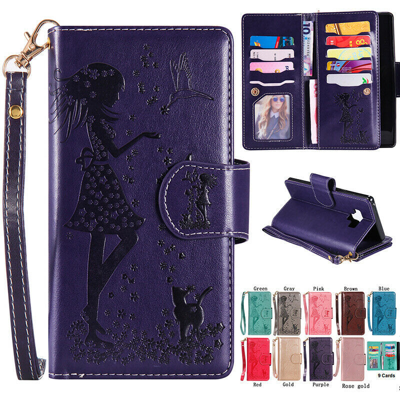 For Samsung S20 Ultra S9 S10+ A20 Magnet Leather Wallet Card Case Flip Cover