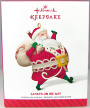 Santa&#39;s On His Way 2014 Hallmark Christmas Holiday Ornament NIB Jolly El... - £9.87 GBP