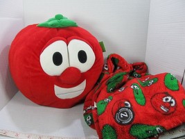 Zoobies Veggie Tales Bob Tomato Plush Toy Soft Pillow 10&quot; &amp; Cozy Blanket... - $28.05