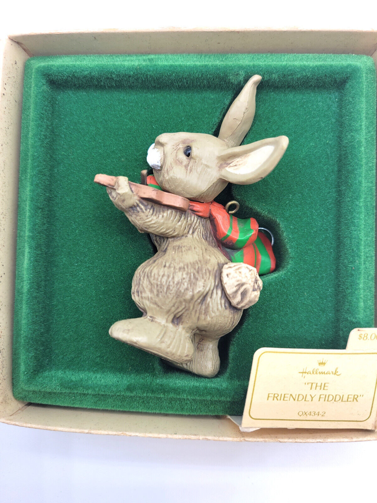 Primary image for Vintage Hallmark Ornament The Friendly Fiddler 1981 Bunny Rabbit Easter 3"