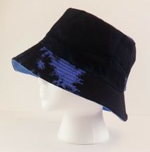 Bucket Hat Black & Blue Tie Dye Reversible Unisex 22.5" S/M Sun Hat Casual Cap image 3
