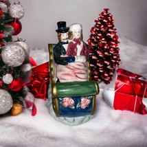 Winterthur Porcelain Victorian Couple in Sleigh Cookie Jar Christmas Trinket box - £23.83 GBP