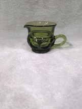 Indiana Glass Green Kings Crown Thumbprint Creamer, Vintage Colonial Avo... - $9.90