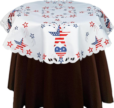 Creative Linens 4Th of July Holiday Patriotic Tablecloth 33&quot; round Toppe... - $29.91