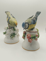 Vtg Hand Painted Porcelain Gold Crest &amp; Blue Tit Bells By Peter Barrett - £30.00 GBP