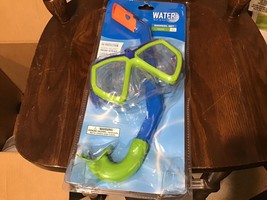 Water Sun &amp; Fun Snorkel Set Youth Swimming Accessory Blue &amp; Green UV Pro... - £8.90 GBP