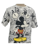 VTG Velvasheen Mickey Mouse All Over Print Newspaper Comic Shirt Size XL... - £79.28 GBP
