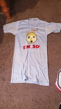 VTG 80&#39;s Women&#39;s Spruce T-Shirt Shirt Blue Funny &quot;Oh No I&#39;m 30&quot; Emoji  S... - £14.94 GBP