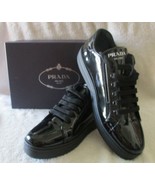 NEW Women&#39;s Prada Calzature Donna Nero Vernice Black Sneakers US 10.5 EU... - $13,132.25 MXN