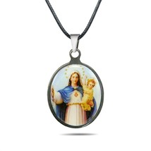 Virgin Mary Necklace Stainless Pendant Catholic Saint Our Lady Of Mount Carmel - £6.35 GBP