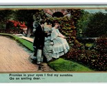 Romance Couple In Your Eyes I Find My Sunshine Gilt 1908 DB Postcard U8 - $3.91