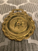 Antique Indented Star Rustic Brass Medallion  Architectural Salvage Cott... - $19.39