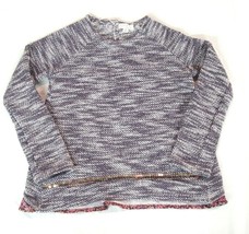 Jessica Simpson Girls Purple Sweater Sequins Buttons in Back w Print Inset Sz 6 - £8.03 GBP