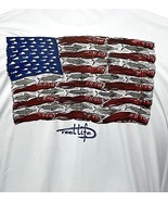 Reel Life Shirt White Fishing Fish American Flag Lure SPF Rash Guard Men... - $271.31 MXN