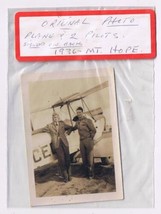 Original Photo Airplane &amp; Two Pilots Mount Hope 1936 Marked On Back - £13.55 GBP