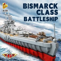 WW2 German Bismarck Battleship Warship Building Blocks MOC Military Bricks Model - £70.05 GBP