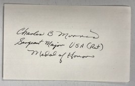 Charles B. Morris (d. 1996) Signed Autographed 3x5 Index Card - Medal of Honor - £20.29 GBP