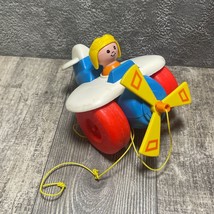 Vintage Fisher Price Airplane Plane Pull Toy  #171 Little People 1980 - $9.49