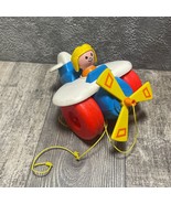 Vintage Fisher Price Airplane Plane Pull Toy  #171 Little People 1980 - £7.46 GBP