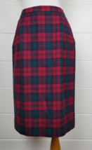 Vtg Pendleton Lindsay Tartan Plaid Wool Skirt Red &amp; Green USA Sz 12 - £19.72 GBP