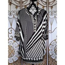 Liz Claiborne Womens Size XL Polyester White Black Geometric Design - €12,83 EUR
