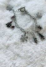 Charm Bracelet, Christmas theme, Silver tone, with toggle closure - £13.15 GBP