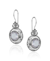 Filigree Art Rose Quartz Gemstone Floral Design Women Silver Drop Earrings - £34.34 GBP