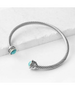 Plunder Bracelet (new) REINA - SILVER BANGLE W/ TURQUOISE ACCTS 6.75&quot; (P... - £7.85 GBP