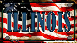 Illinois US Flag Novelty Mini Metal License Plate Tag - £11.76 GBP