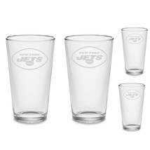 SET New York Jets Custom Pint Beer Glasses Etched Tumblers Drinkware - £33.84 GBP+