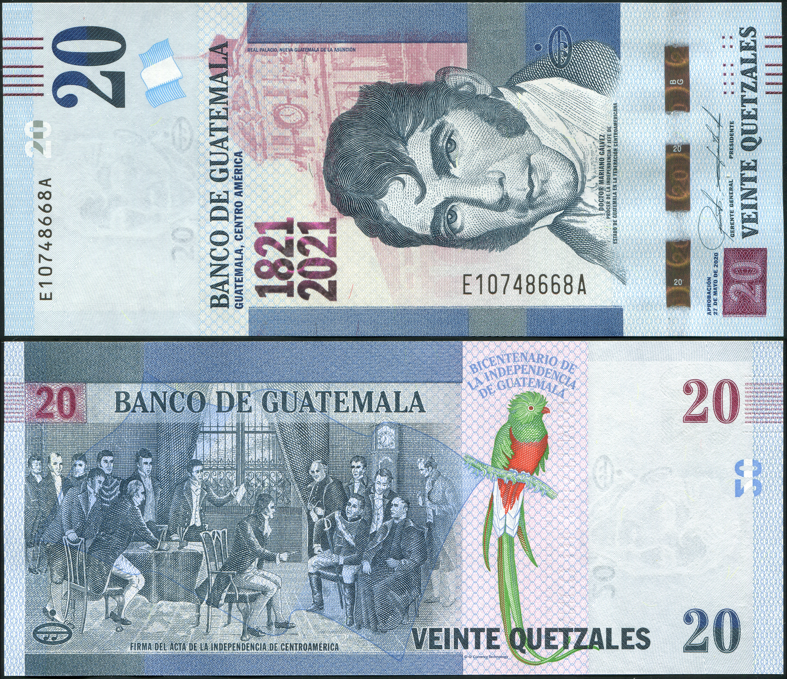 Guatemala. Banknote 20 Quetzales. 27.05.2020 (2021). Unc. Paper. Cat# P.NL