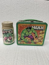 Vintage 1978 Hulk Metal Lunchbox &amp; Thermos No Lid Has A Crack - $1,604.93 MXN