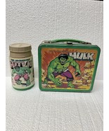 Vintage 1978 Hulk Metal Lunchbox &amp; Thermos No Lid Has A Crack - $1,619.88 MXN